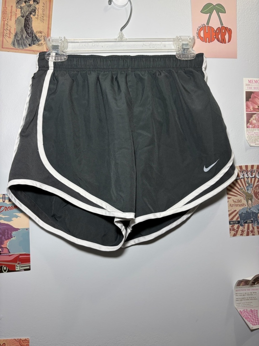 Nike Black Athletic Running Shorts with White Piping